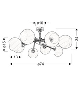 Lampa sufitowa chromowa klosz biały 8x40W Raul Candellux 38-72290