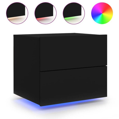 vidaXL Wiszące szafki nocne z LED, 2 szt., czarne