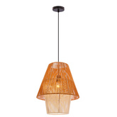 Lampa wisząca z abażurem Africa beżowo-biała do sypialni E27