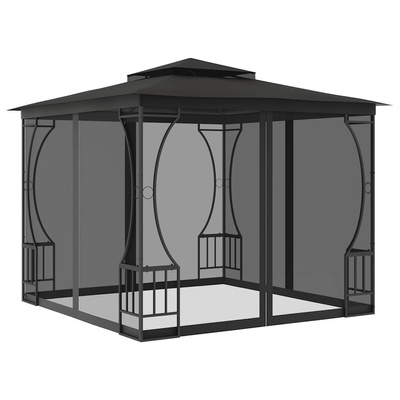 vidaXL Altana ogrodowa z siatkami, 300x300x265 cm, antracytowa