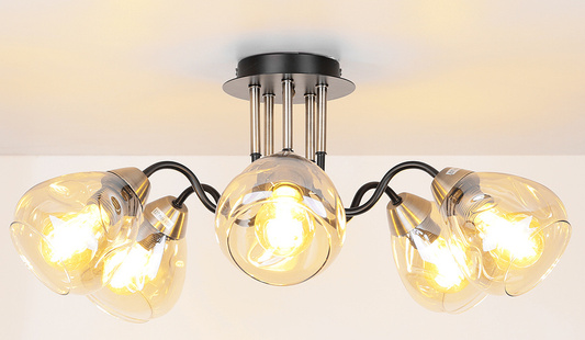 Lampa sufitowa czarno/złota dymiona 5xE27 Unica 35-00897