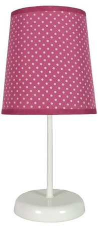 Lampka nocna Gala różowa w kropki klasyczna z abażurem