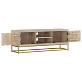 vidaXL Szafka pod TV, 110x30x40 cm, bielone drewno mango