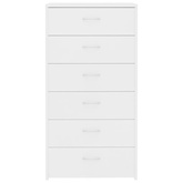 Komoda, 6 szuflad, biała, 50x34x96 cm, materiał drewnopochodny