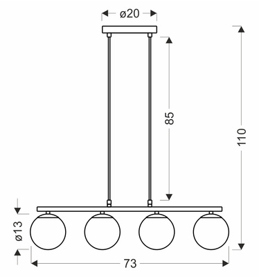 Carrine lampa wisząca drewniany 4x40W E14 klosz biały