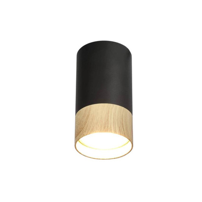 Punktowa oprawa sufitowa natynkowa JUNA Black, czarna z drewnianym pierścieniem,GU10, IP20, EDO777653 EDO Solutions
