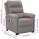 vidaXL Podnoszony fotel masujący, jasnoszary, tkanina