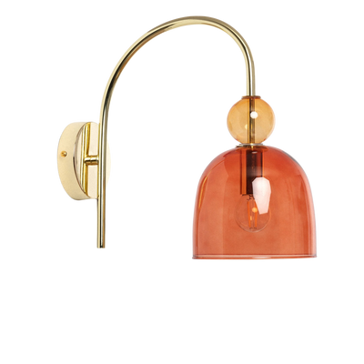 Kinkiet Szklany Czerwony E14 15cm Abruzzo Koloreno