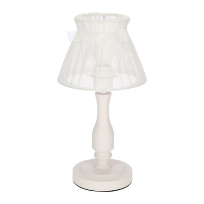 Lampka nocna Zefir biała z abażurem klasyczna E27 40W