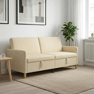Sofa z miejscem do przechowywania kremowy 192 x 78 x 87 cm