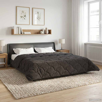 Zimowa Kołdra Antracyt 220 x 240 cm Mikrofibra i Fleece Teddy