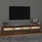 vidaXL Szafka pod TV z oświetleniem LED, przydymiony dąb, 210x35x40 cm