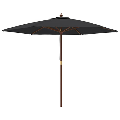 Parasol ogrodowy na drewnianym słupku, czarny, 299x240 cm