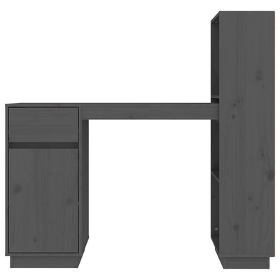 vidaXL Biurko, szare, 110x53x117 cm, lite drewno sosnowe