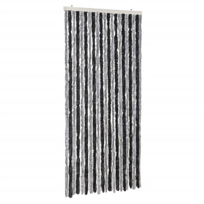 Zasłona przeciwko owadom, szaro-czarna, 90x220 cm, szenilowa
