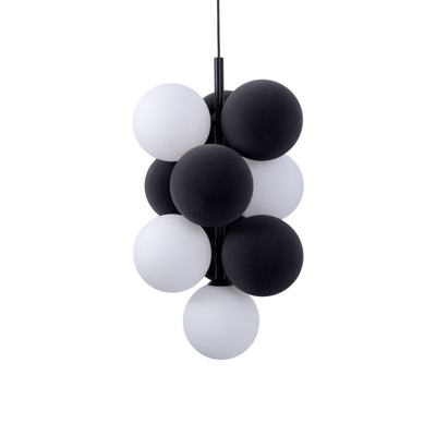 Lampa wisząca Szklana 4 kule świetlne i 6 kul dzwiekochłonnych Szarych 4xG9 60 cm Abruzzo Vino