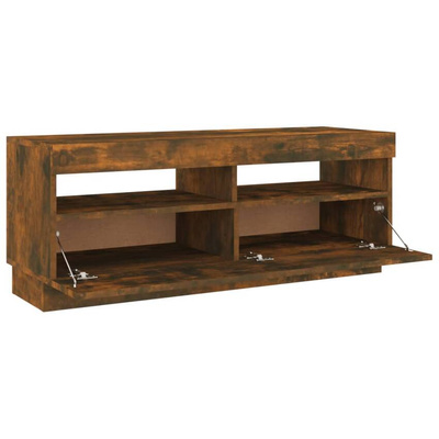 vidaXL Szafka pod TV z oświetleniem LED, przydymiony dąb, 100x35x40 cm