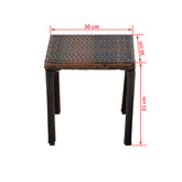 vidaXL Leżaki ze stolikiem, polirattan, brązowe