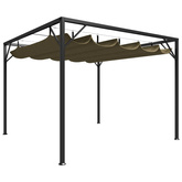 vidaXL Altana ogrodowa ze zwijanym dachem, 3x3 m, taupe, 180 g/m²