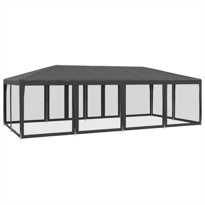 Namiot imprezowy z 12 ścianami z siatki, antracyt, 8x4 m, HDPE