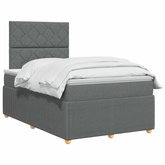 Łóżko z box spring LED z materacem ciemnoszary 120 x 200 cm