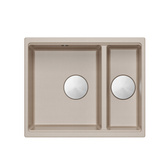 Zlewozmywak granitowy LOGAN 150 – półtorakomorowy, wpuszczany, pearl beige/elementy stalowe, Quadron