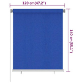 vidaXL Roleta zewnętrzna, 120x140 cm, niebieska, HDPE