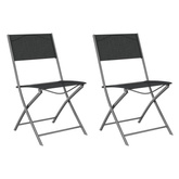 vidaXL Składane krzesła ogrodowe, 2 szt., czarne, stal i textilene