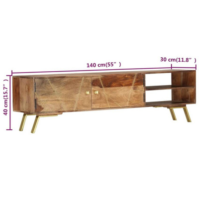 vidaXL Szafka pod TV, 140x30x40 cm, lite drewno sheesham