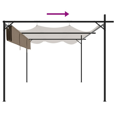 Pergola ze zwijanym dachem, taupe, 395x292x230 cm