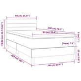 vidaXL Łóżko kontynentalne z materacem, ciemnoszara tkanina 90x200 cm wariant 19