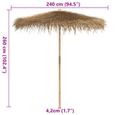 Parasol Tiki z baldachimem z liści bananowca, 240 cm, bambus