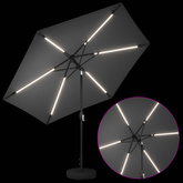 Parasol ogrodowy z oświetleniem LED i podstawą 300 x 300 cm