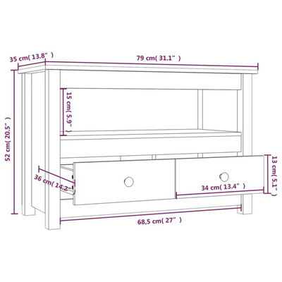 vidaXL Szafka pod TV, miodowy brąz, 79x35x52 cm, lite drewno sosnowe