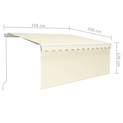 Ręcznie zwijana markiza z zasłoną i LED, 3,5x2,5 m, kremowa