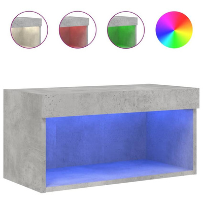 vidaXL Szafka pod TV, z oświetleniem LED, szarość betonu, 60x30x30 cm