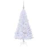 Sztuczna choinka z 150 diodami LED Biały 120 cm PVC i stal