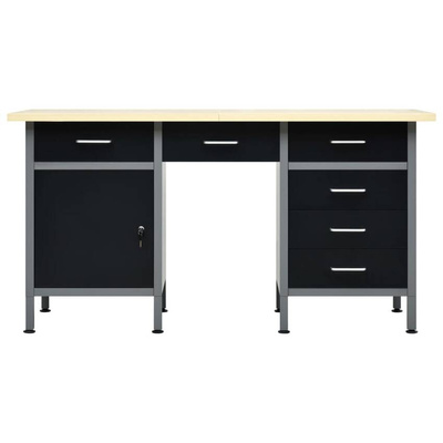 vidaXL Biurko robocze, czarne, 160x60x85 cm, stal