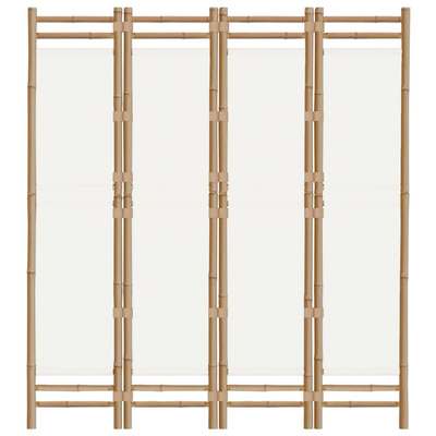 Składany parawan 4-panelowy, 160 cm, bambus i płótno