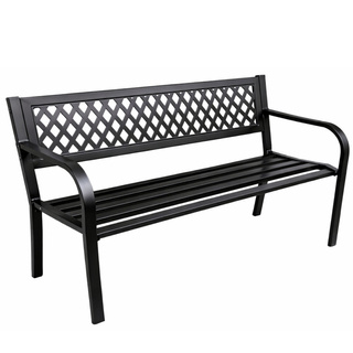 Ławka Ogrodowa Parkowa Taras Ogród Metalowa Oparcie Czarna 120 cm