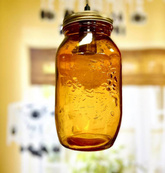 Lampa wisząca Jars pojedyncza z kloszem do jadalni i kuchni pomarańczowa