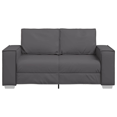 Sofa dwuosobowa Szary 160 cm Skóra ekologiczna