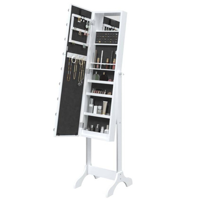 vidaXL Lustro stojące z LED, białe, 34x37x146 cm