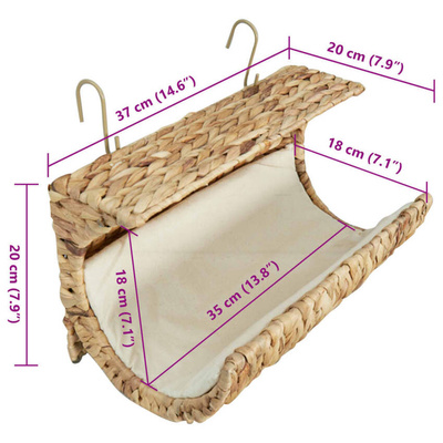 vidaXL Legowisko dla kota z poduszką, hiacynt wodny, 35x18x18 cm