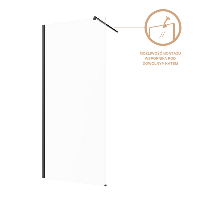 Kabina walk-in ii 80x200cm transp 8mm shiny-glass czarny AK-32-181-S Invena