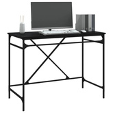 vidaXL Biurko, czarne, 100x50x75 cm, materiał drewnopochodny i żelazo