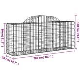 Kosze gabionowe, 20 szt, 200x50x80/100 cm, galwanizowane żelazo