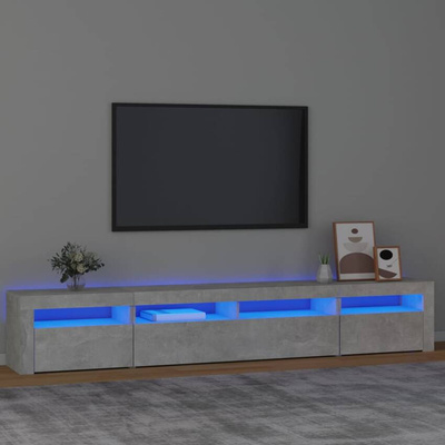 Szafka pod TV z oświetleniem LED, szarość betonu, 240x35x40 cm vidaXL