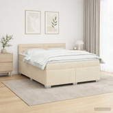 Łóżko Box Spring z materacem i LED kremowy 140 x 200 cm tkanina