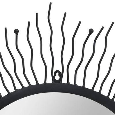 vidaXL Ogrodowe lustro ścienne w kształcie słońca, 80 cm, czarne